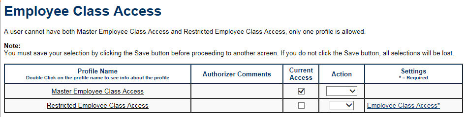 Employee Class Access