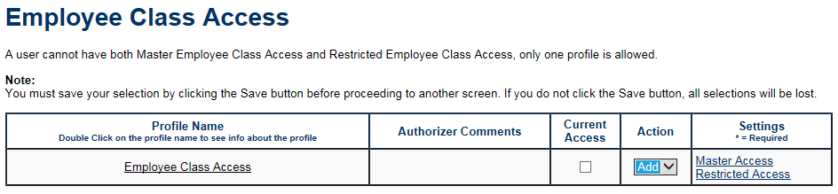 Employee Class Access